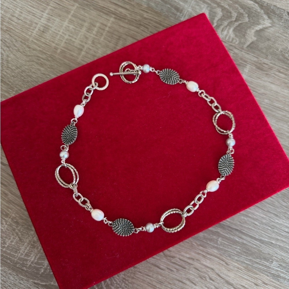 Michael Dawkins Silver&Pearl necklace 17โ